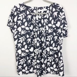 Boden | Ravello Navy & White Silk Blend Blouse